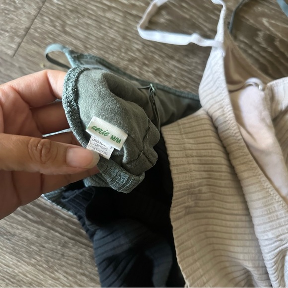 Aerie Ribbed Camisole Trio - Black, Green, Pink Medium - Picture 7 of 7